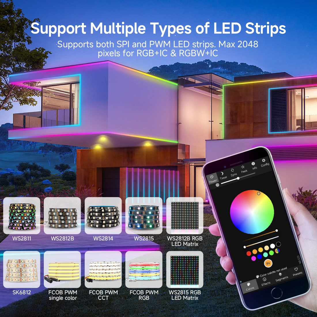 รูปสินค้า ตัวควบคุมไฟ LED แบบ WLED ESP32 ควบคุมผ่านเพลง