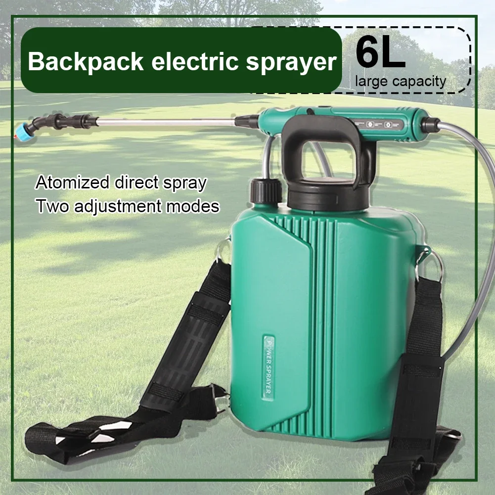 6L Shoulder Style Electric Sprayer Rechargeable Automatic Garden Plant Mister w/ 3 Mist Nozzles Garden Sprayer for Lawn