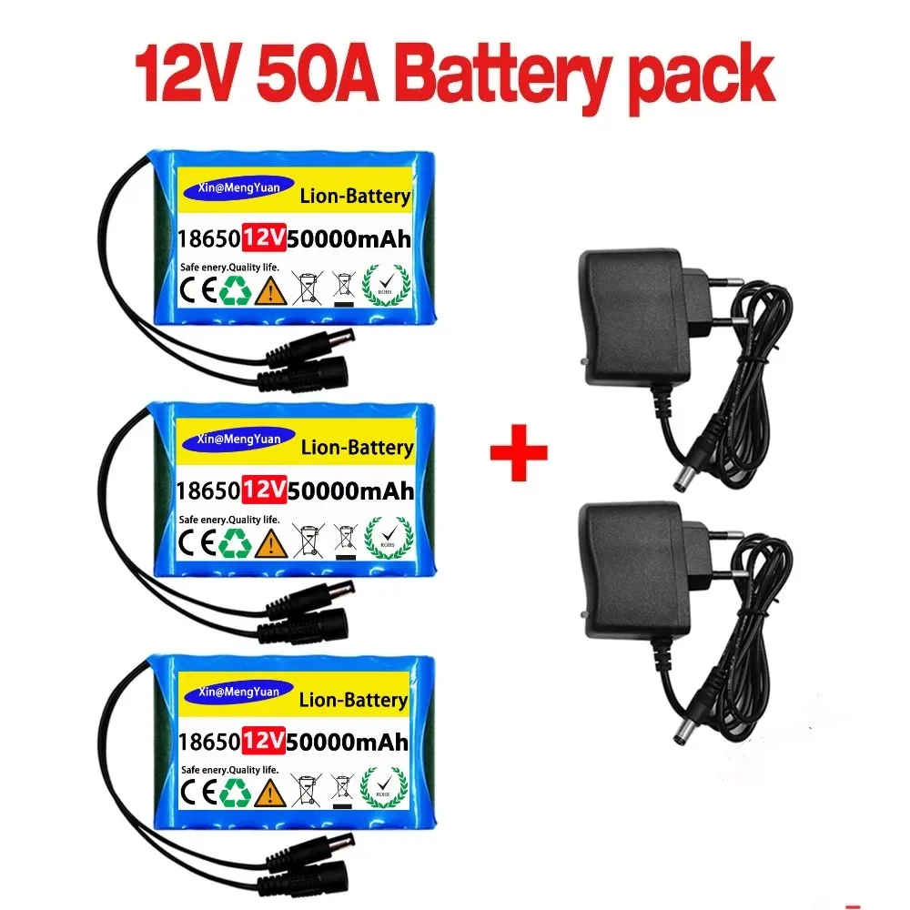 

Batería de iones de litio 3S2P 18650 Original, 12V, 50000mah, CC 12,6 V, 50Ah, recargable, CCTV, batería de repuesto para Monito