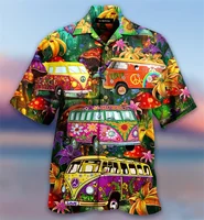 3d Printing Bus Pattern Hawaiian Shirts For Men New In Casual Short Sleeve Oversized Button Beach Shirts Blouse Tops 1