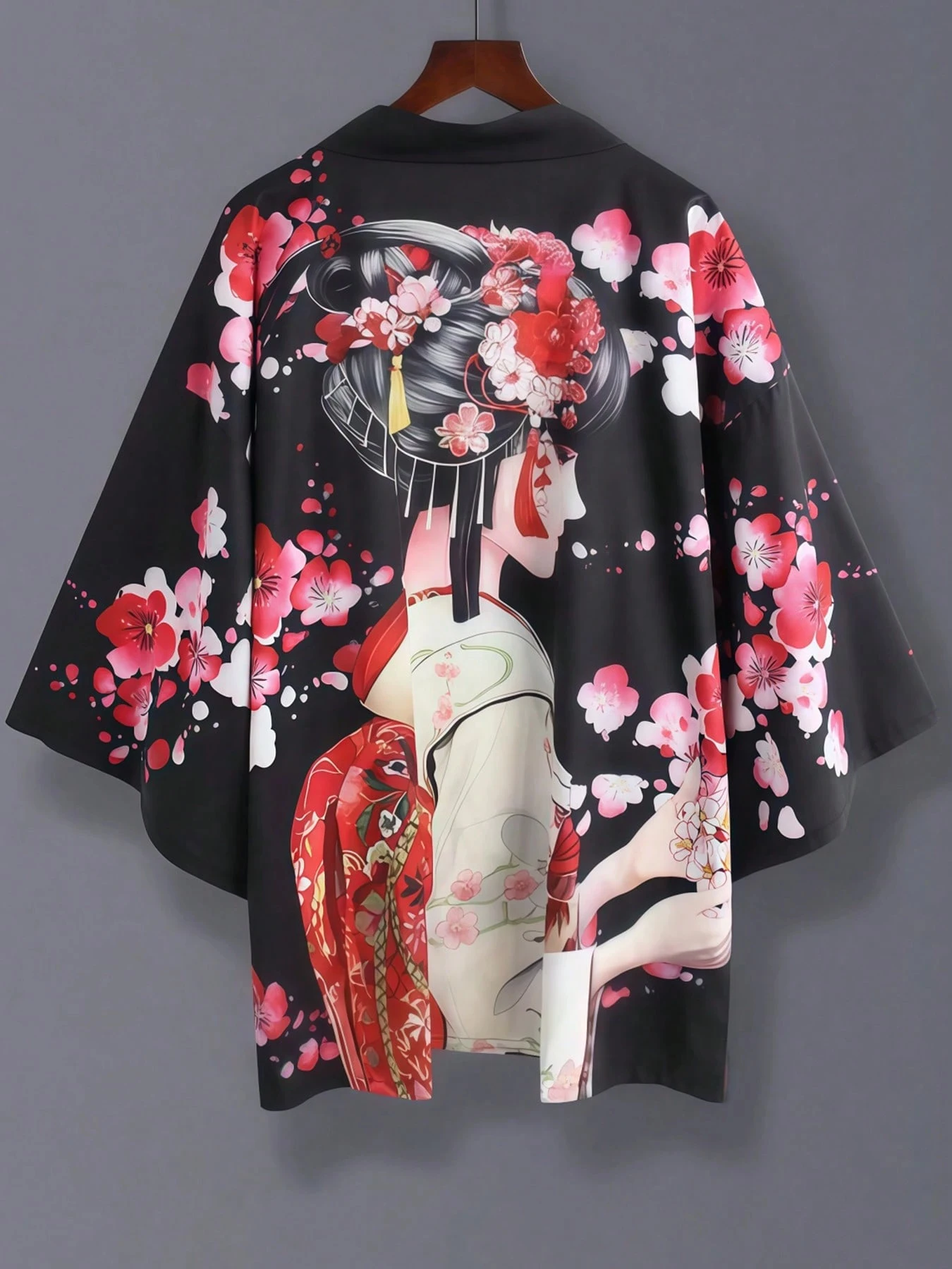 Unisex Kimono Sakura Anime Print Top Fashion Casual Cardigan Yukata Outfit Japanese Streetwear Traditional Clothing