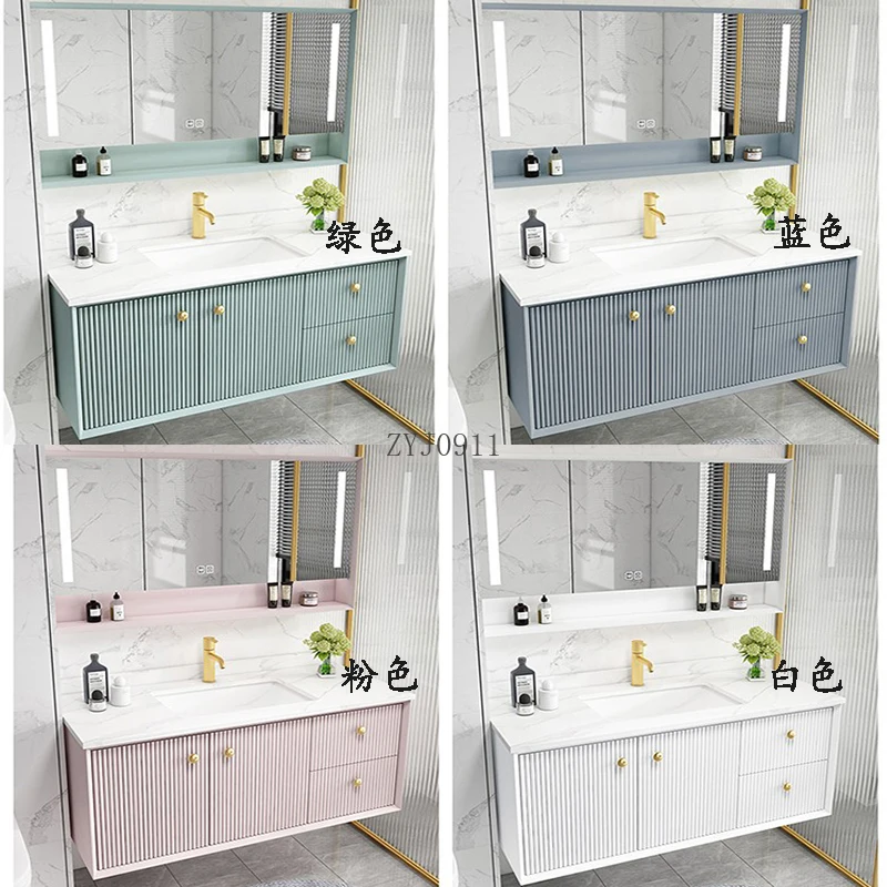 *Bathroom Cabinet Integrated Ceramic Basin Oak Paint Washbasin Cabinet Combined Washbasin