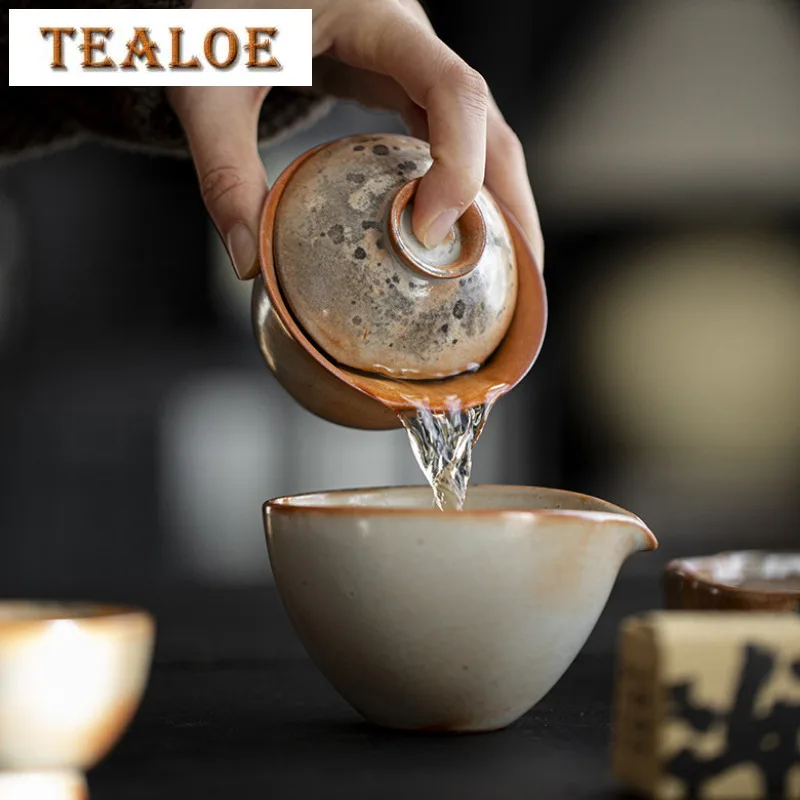 120ml Japanese Zhiye Wood-fired Porcelain Gaiwan Creative Kiln Change Tea Tureen Tea Maker Cover Bowl With Lid Teaset Craft Gift