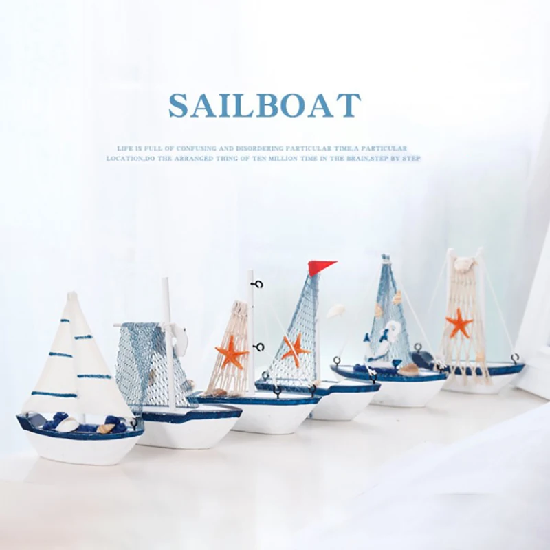 Ornament Crafts Miniature Ornament Miniature Figurines Wooden Figurine Crafts Resin Crafts Glass Fruit Pendants Sailboat Model Wooden Sailing Boat Home Decoration