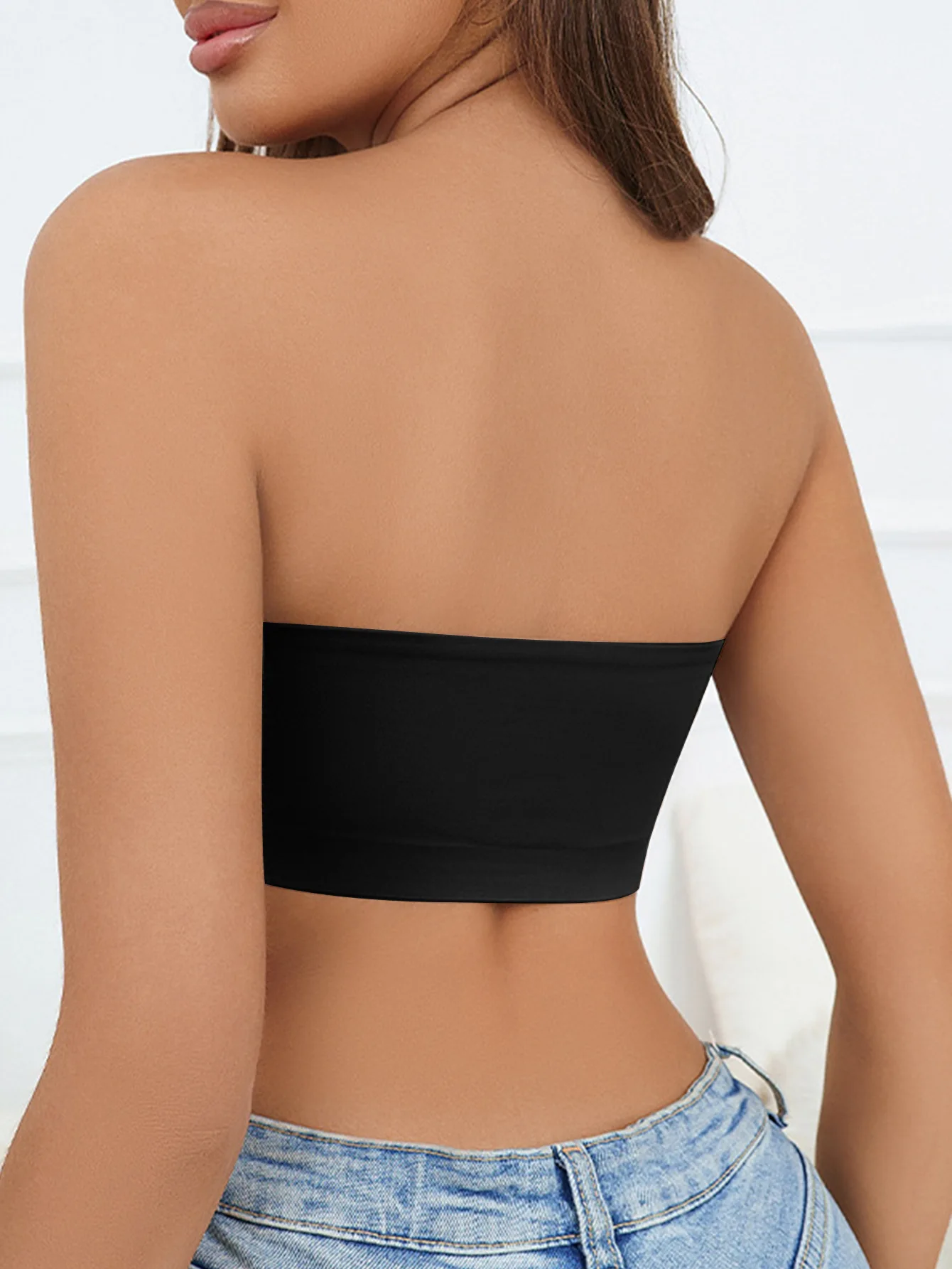 Description Picture 5 of itemWomen Tube Strapless Bra Chest Wrap Bandeau Unlined Seamless Breathable Comfortable Anti-skidding Ice Silk Bra Underwear Tops