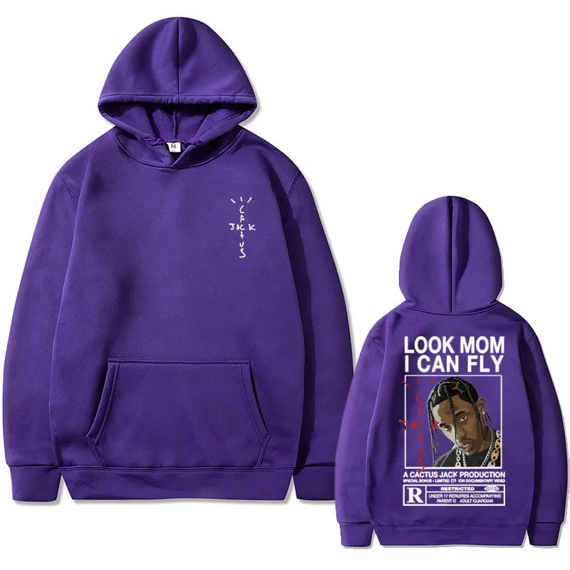 Cactus Jack Graphic Hoodie Men's Streetwear Awesome Look Mom I Can Fly Print Sweatshirt Men Women's Hip Hop Oversized Hoodies