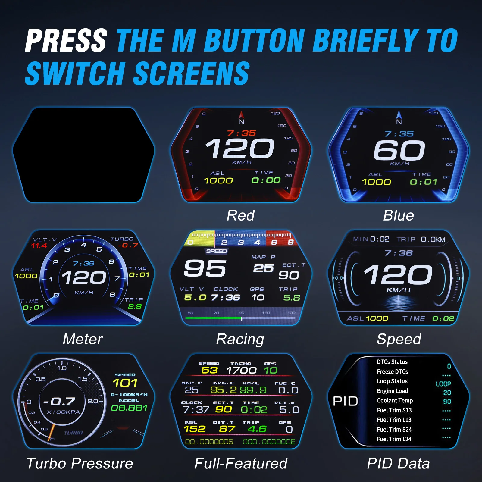 OBD2 GPS 온보드 진단 컴퓨터 프로젝터 자동차 전자제품 디지털 헤드업 디스플레이 스마트 P17 (HUD 과속 경고 나침반 포함)