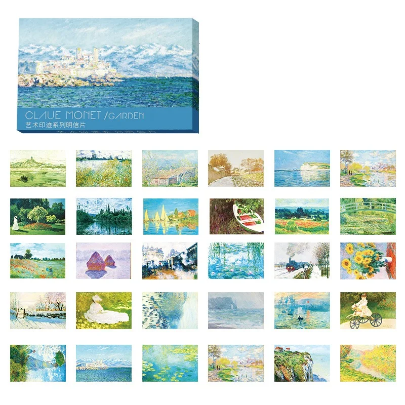 30 Sheets/LOT New Claude Monet Oil Painting Postcard Vintage Monet Art Painting Postcards Greeting Wish Card Fashion Gift art postcards
