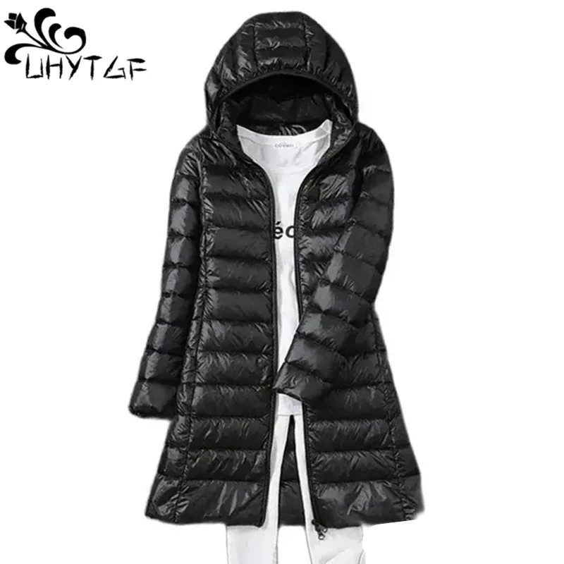 

Women Ultra Light Packable Long Down Jacket Parker Ladies Overcoat Autumn Winter Warm Hat Detachable Hooded Female Coat 5XL 479