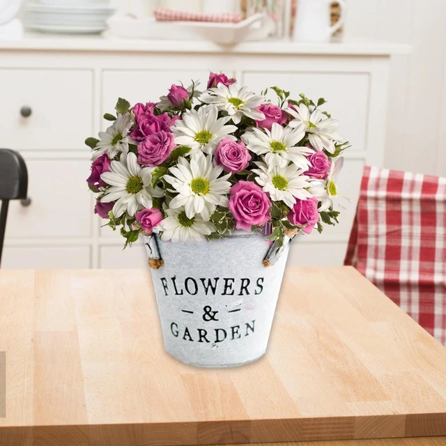 1Pc Retro Iron Creative Letters Decorative Flower Bucket Corrosion Resistant Metal Grass for Artificial Plants 5