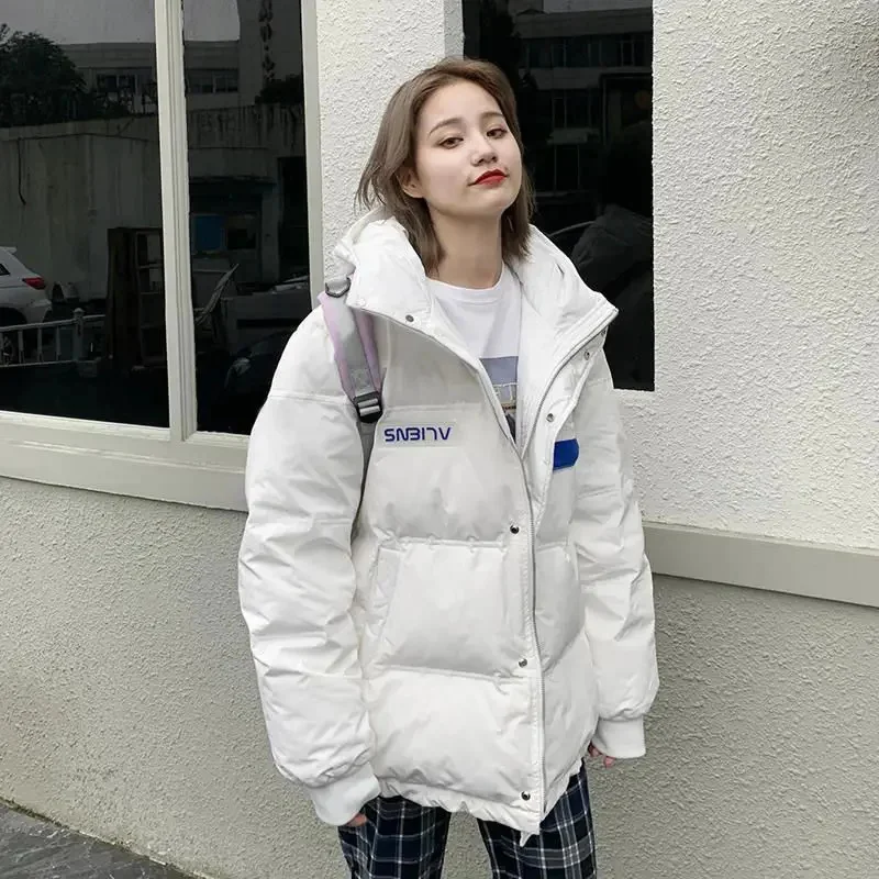 

New Down Cotton Jackets for Women 2024 Fashion Parkas Korean Women's Winter Jacket Black White Thickened Coat Womens Clothing