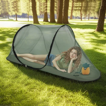 Moustiquaire en forme de bateau vert armée, plus large et plus grand, sans installation, portable, anti-moustiques, pliable, pour camping en plein air 1