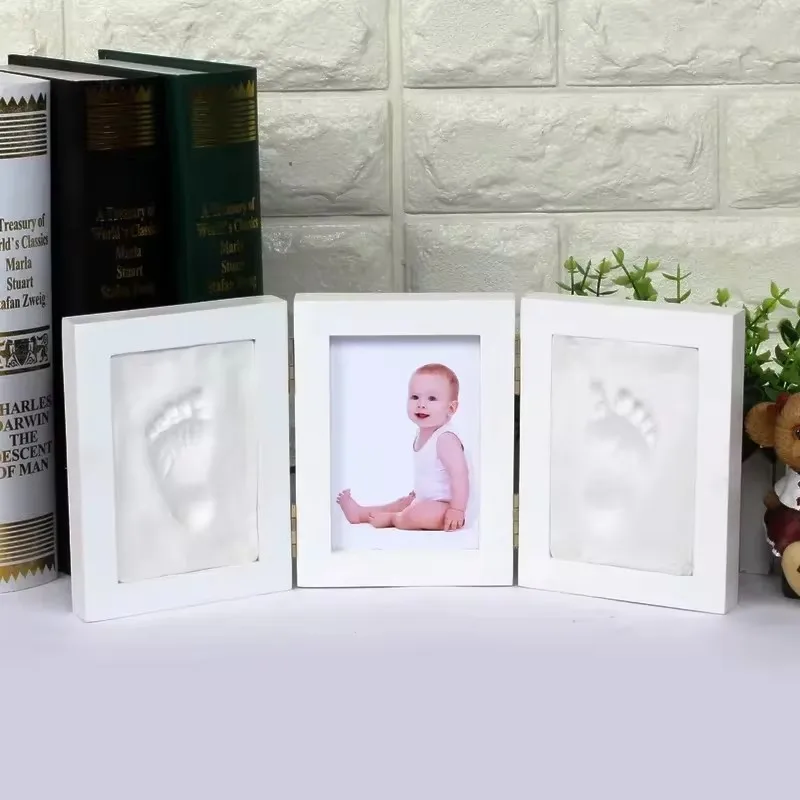 Baby Hand&Foot Print Hands Feet Mold Maker Bebe Baby Photo Frame With Cover Fingerprint Mud Set Growth Memorial Gift hand and footprint kit
