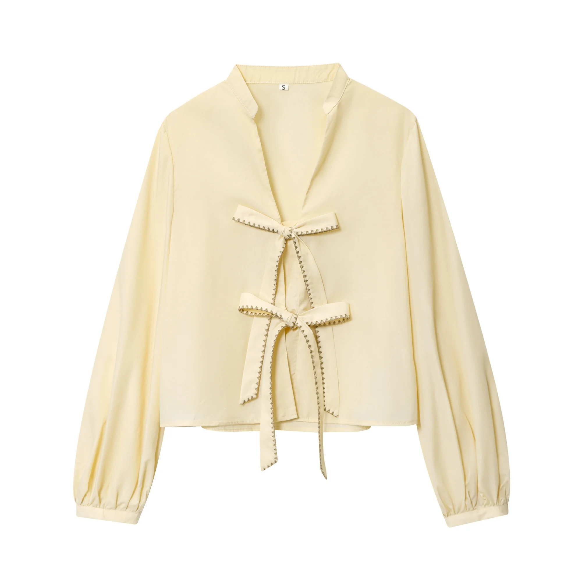 Women Butterfly Lace-Up Blouses 2025 Spring And Autumn New Women's  Bow Shirt Woman Long Sleeve Blouse French Sweetness Blouses