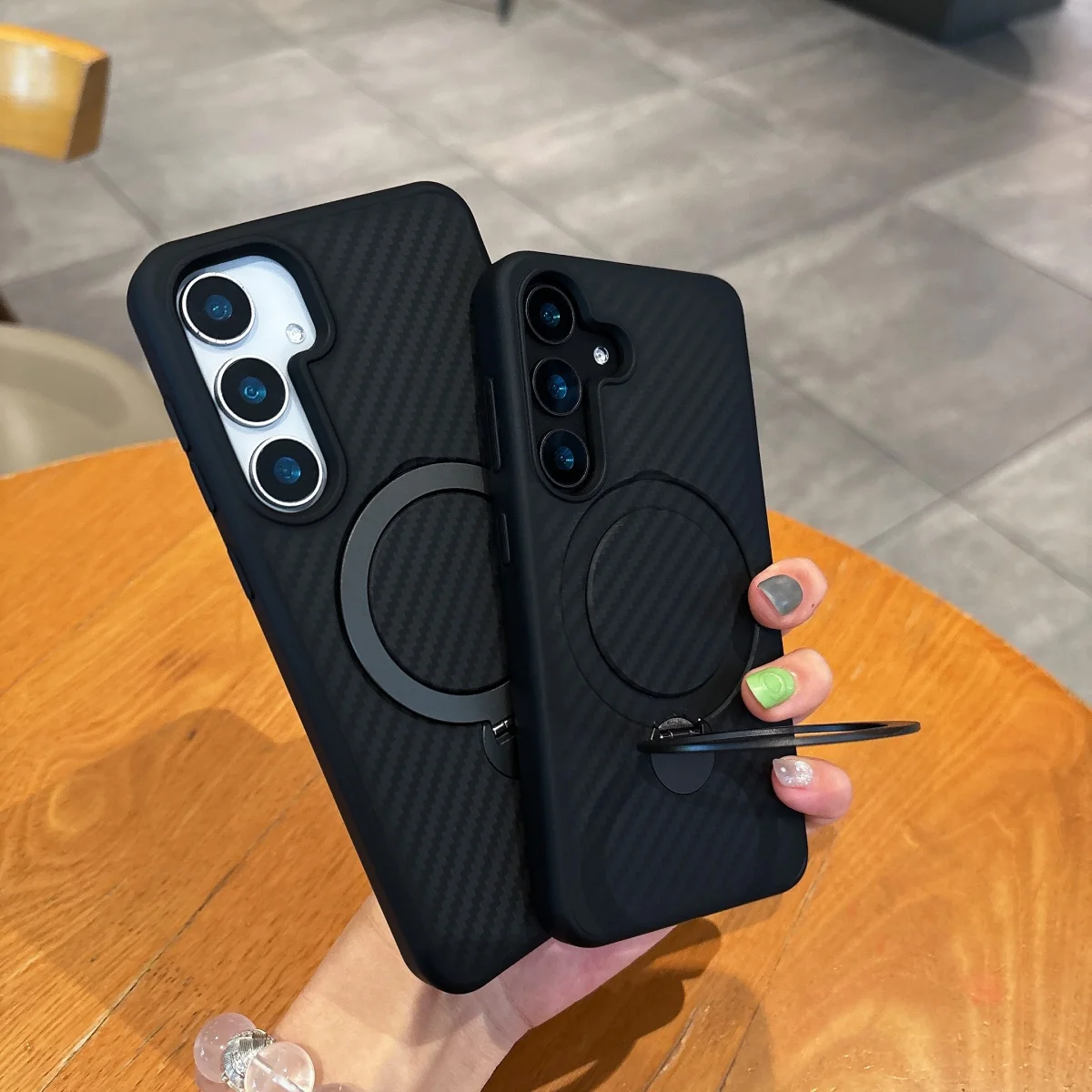 Versatile 360° Magnetic Stand Carbon Fiber Kevlar Phone Case with Magsafe Bracket