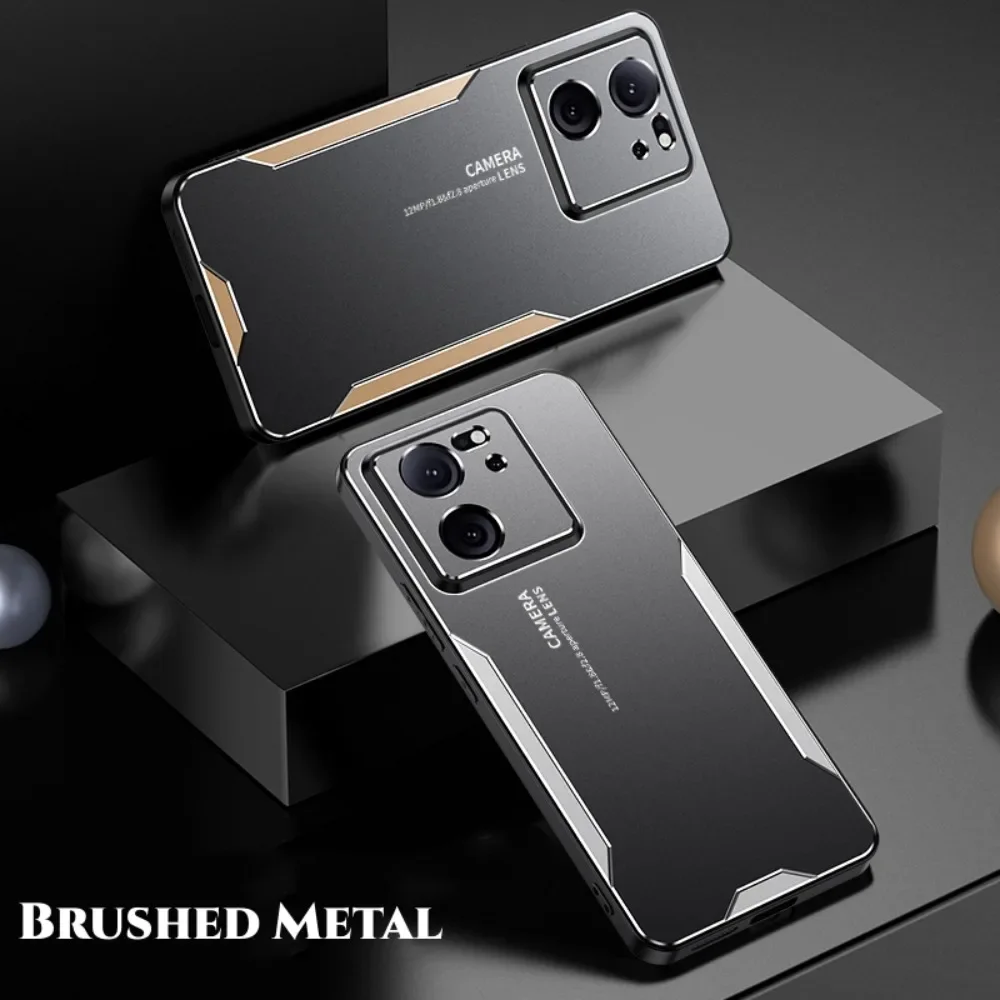Stötsäkert fodral för Xiaomi 13T 12T 11T 10T 13 12X 12 11 Pro Note 10 9 Lite 5G NE 11i Ultra 10S Borstad metall aluminium_voghion.com