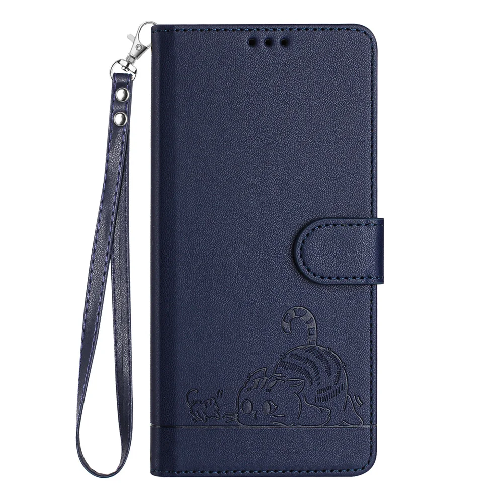 Cat Design Flip Wallet Leather Phone Case - Magnetic Protective Cover
