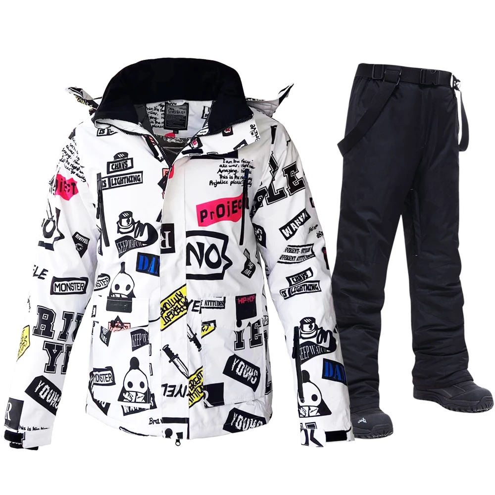 

Men's Ski Jacket And Ski Pants Winter Warm Windproof Waterproof Ski Suit Outdoor Sports Snowboarding Brands Ski Coat Trousers