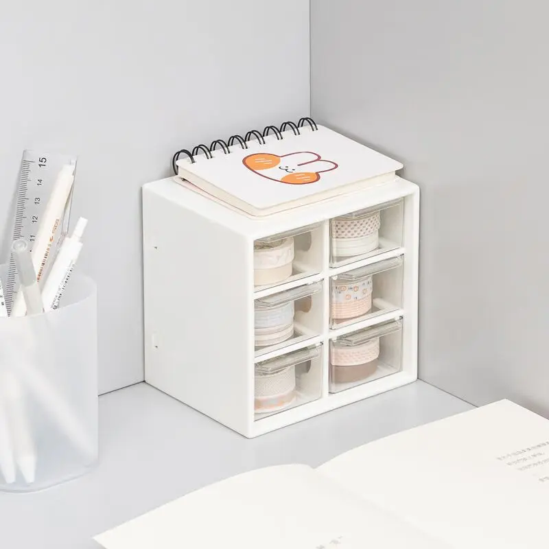 Six grid desktop storage box, small drawer, mini tent, cute dormitory shelf storage box, six grid storage box 5