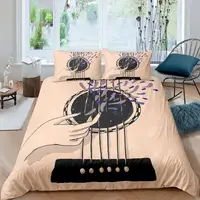 Guitar Duvet Cover Music Theme Flower Cover for Kids Teens Adult Bed Decor Vintage Guitar Polyester Quilt Cover with Pillowcases 2