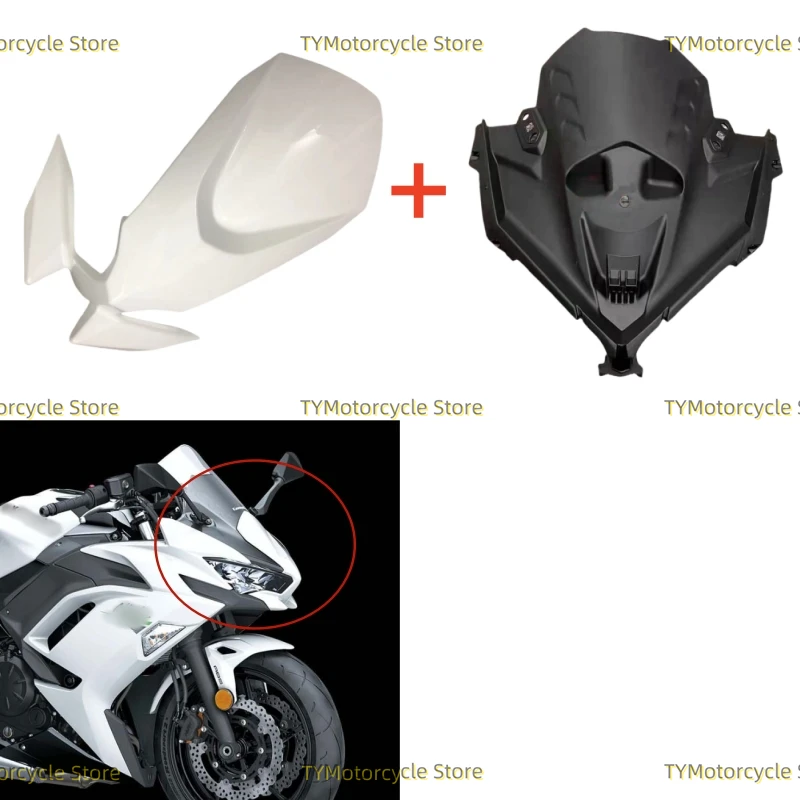 

Front Upper Fairing Headlight Cowl Nose Head Inner Cover Kit Fit For Kawasaki Ninja 650 ER-6F ER6F Ninja650 EX650 2021-2023