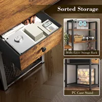 Computer Desk with Hutch and Drawers,Reversible Home Office Desk with Monitor Shelf, Gaming Desks with Power Outlets, Customized 5