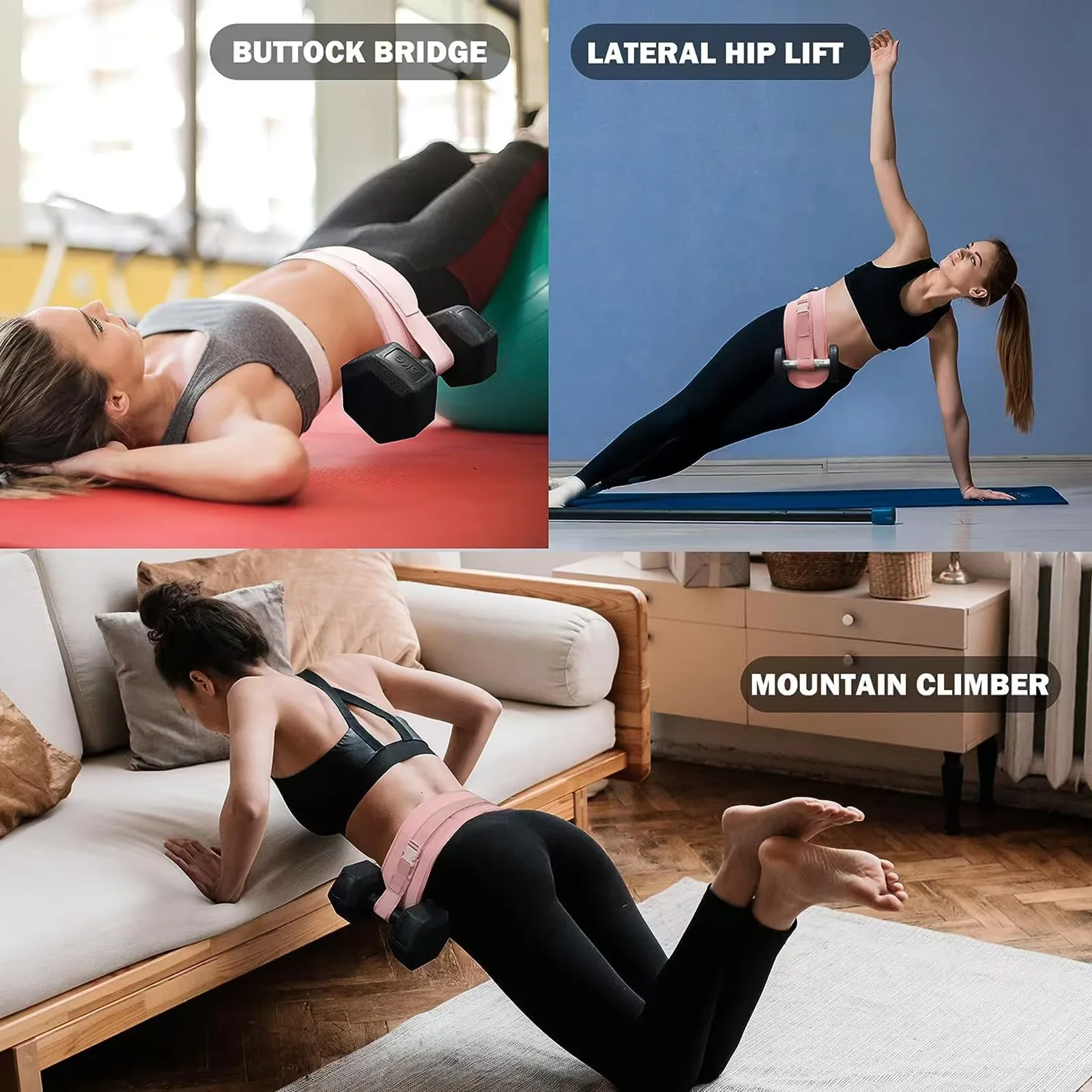 Weight-bearing Belt Weighted Waist Trainer Belt Adjustable Resistance Ergonomic Design Workout Hip Thrust Hip Training