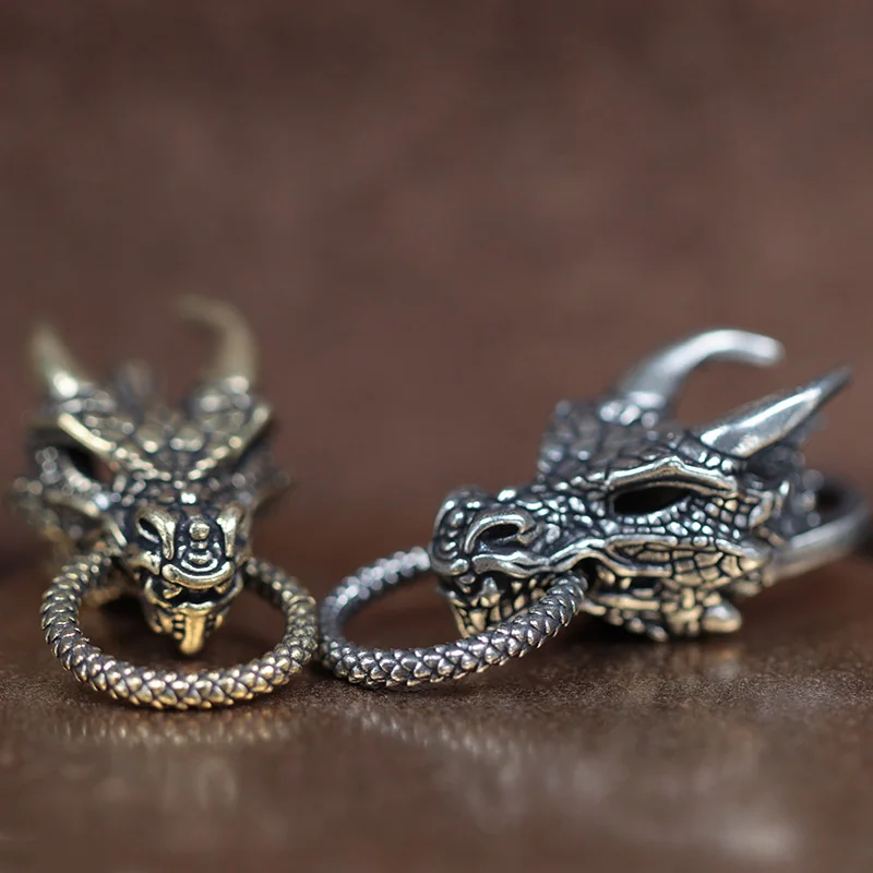 Dragon Head Brass Buckle EDC Outdoor DIY Woven Paracord Survival Bracelets Supplies Accessories Retro Umbrella Rope Lanyard Bead