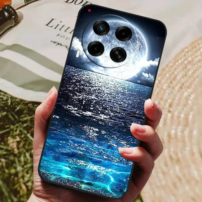 Stylish Painted Silicone TPU Soft Phone Case - Black Protective Shell