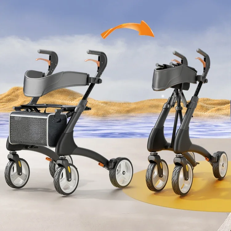 Smart Shopping Carts for The Elderly Outdoors Travel Lightweight Folding Portable Rollator Walking Aids for The Seniors