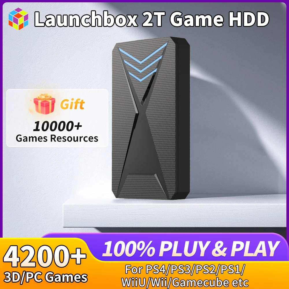 Portable Gaming HDD Launchbox 2T Game Hard Drive with 4200+ PC/3D Games