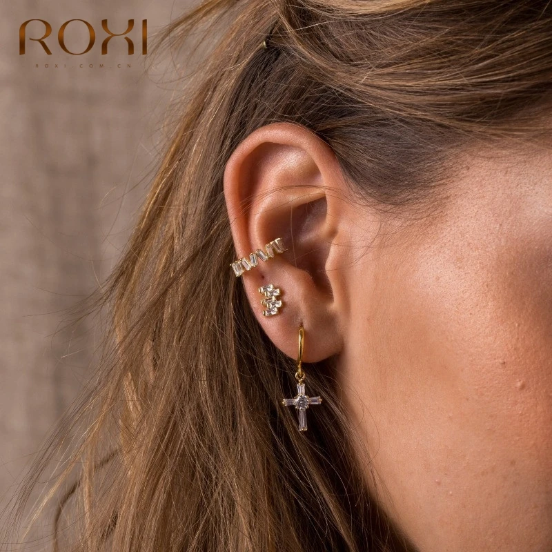 ROXI 925 Sterling Silver C-shape Ear Cuff Clip Earrings Women Without Piercing Fine Jewelry