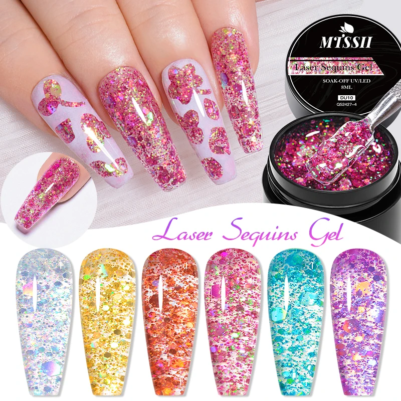 

Mtssii 8ml Laser Sequins Gel Nail Polish Glitter Irregular Shaped Bright Sparkling Soak Off UV LED Nail Art DIY Design Varnishes
