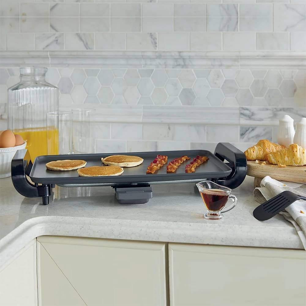 Non-Stick Electric Skillet with Tempered Glass Lid, Black and Grey, Deep-Dish Frying Pan, 12" Cooking Surface, Vented Lid, 1500W 3
