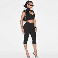 Carolyn Half High Round Neck Capri Set 4