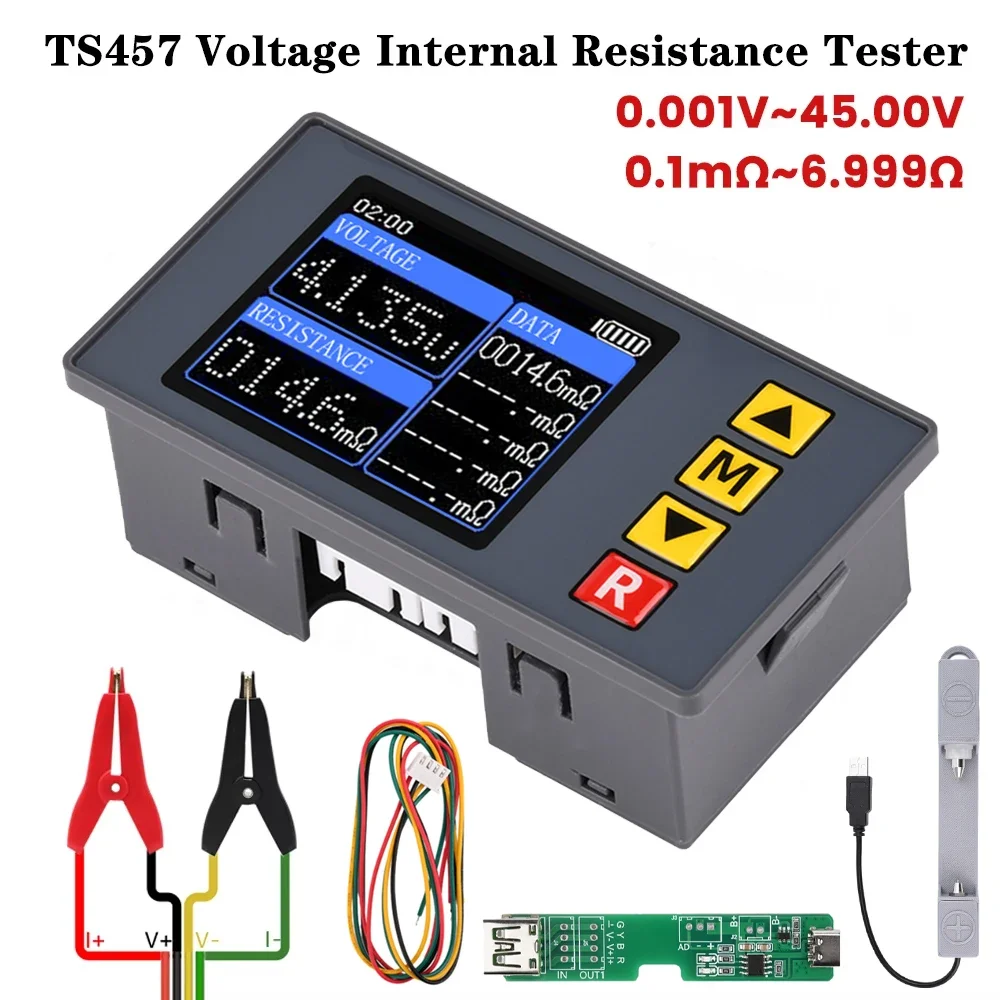 Medidor de Resistência Interna de Bateria de Lítio de Alta Precisão TS457 DC5V de Quatro Linhas, Testador e Detector de Qualidade para Baterias 18650 e Baterias Secas