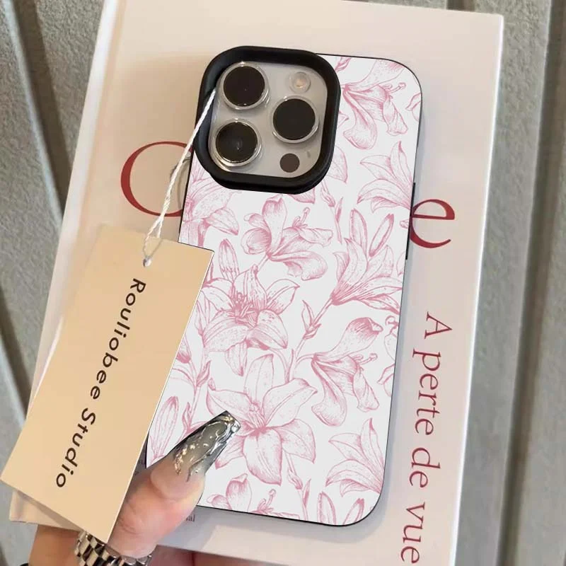 Elegant Pink Lily Phone Case for iPhone 11 12 13 14 15 16 17 Pro
