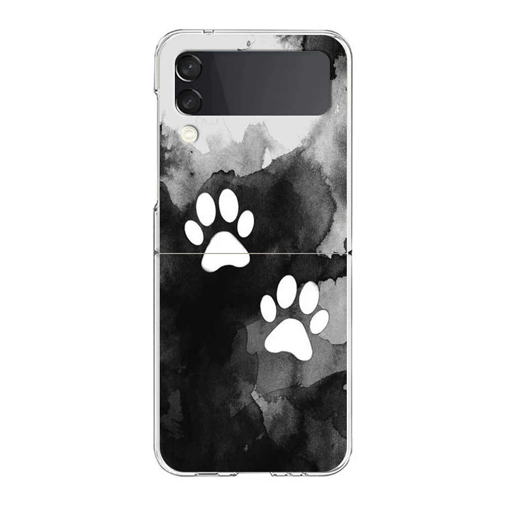 Hund Fußabdruck Pfote süße harte PC-Telefonhülle für Samsung Galaxy Z Flip 5 4 3, transparente Abdeckung für Galaxy Z Flip 6, stoßfeste Kappen – Detail 2