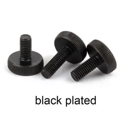 Premium Knurl Flat Head Hand Tighten Thumb Screws - Toolless Adjustment - 20mm (Black plated)