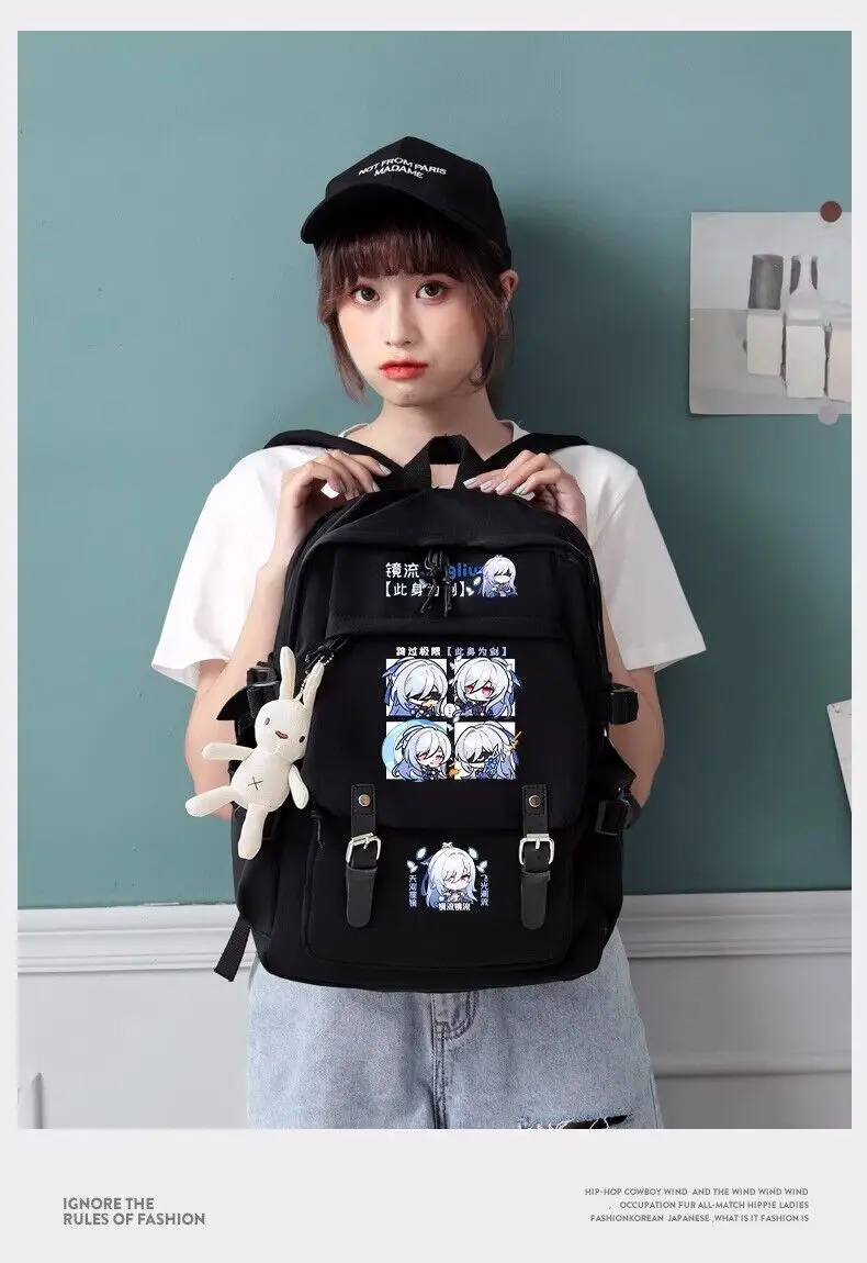Hot Game Honkai: Star Rail Jingliu Schoolbag Anime Backpack High-capacity Kids Teens Shoulder Travel Bags Mochila