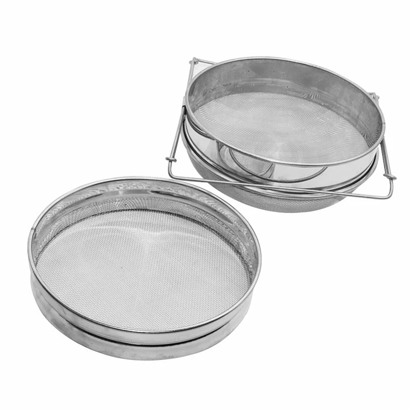 Double-Deck Stainless Steel Honey Strainer Double Screen Sieve Stainless Steel Beekeeping Equipment Filter Durable Settling Tank