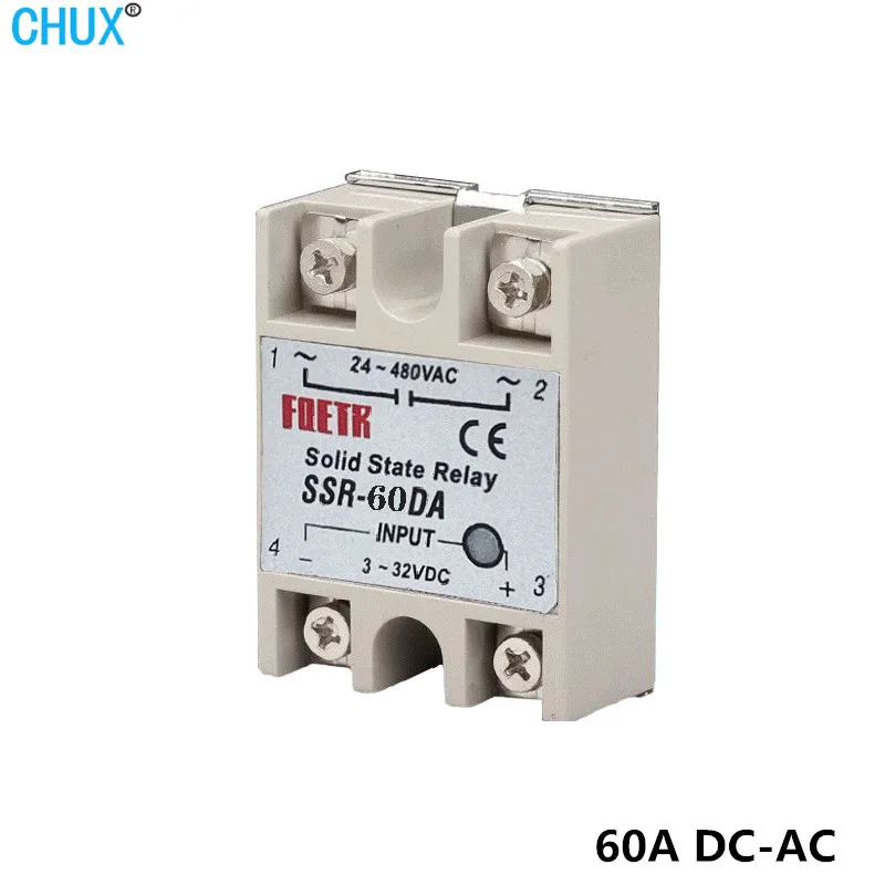 Ssr Relay 60a Dc To Ac 332vdc 24vac 220v Ac White Shell Singlephase