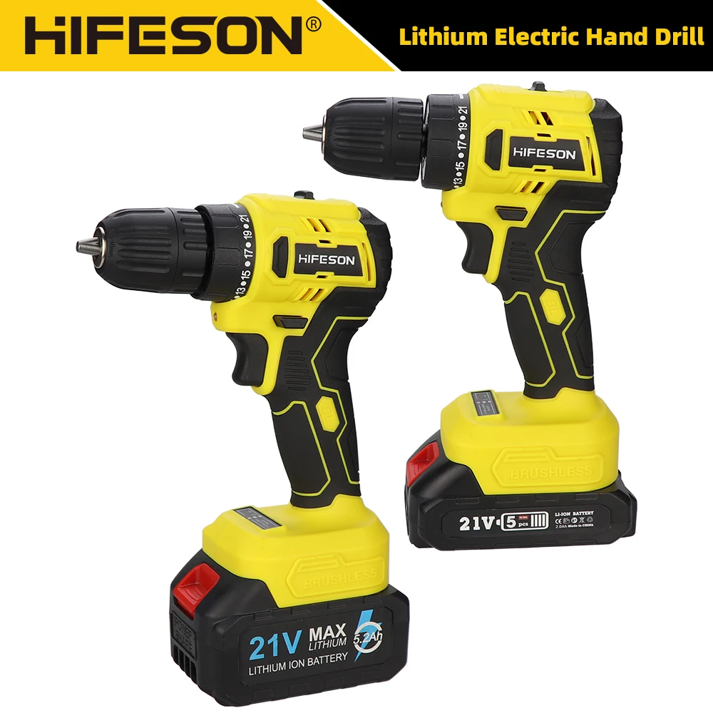 

HIFESON 21V Electric Screwdriver Driver DC Lithium-Ion Battery Cordless Drill Rechargeable Household Power Tools Makita Battery
