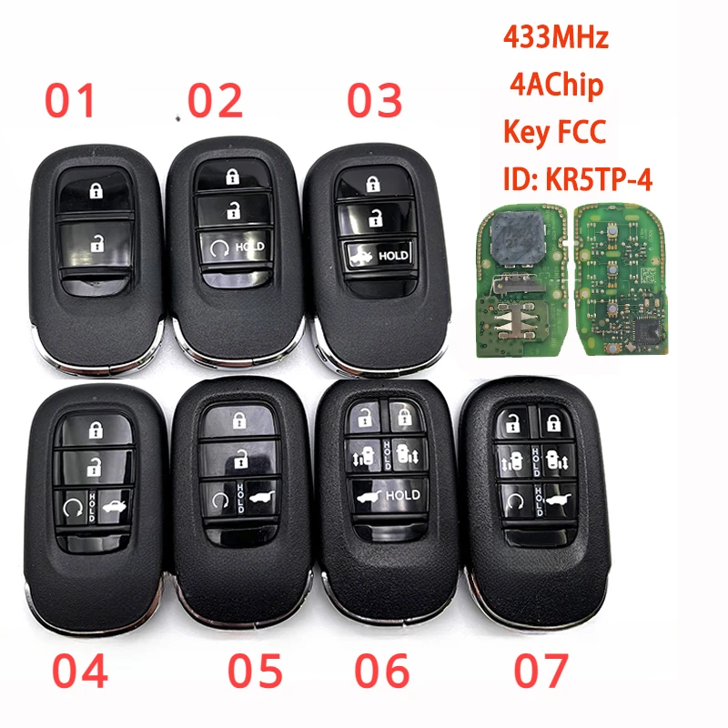 

FCCID:KR5TP-4 Original PCB Board Smart Remote Key For Honda Accord Civic HRV 2022 2023 313.8/433MHZ 4A Chip With LOGO