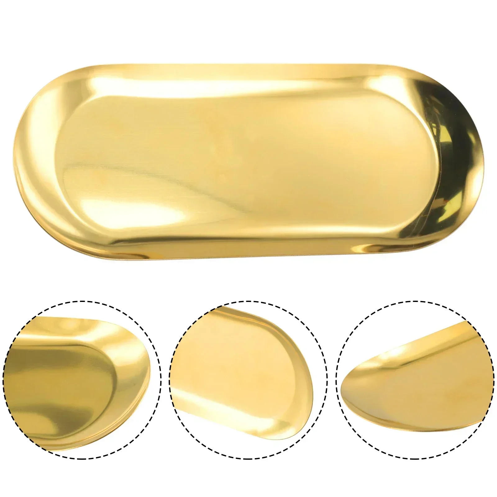 Storage Tray Jewelry Storage Tray 8/23/30.3cm Stainless Steel Oval for Fruit Cosmetics Jewelry