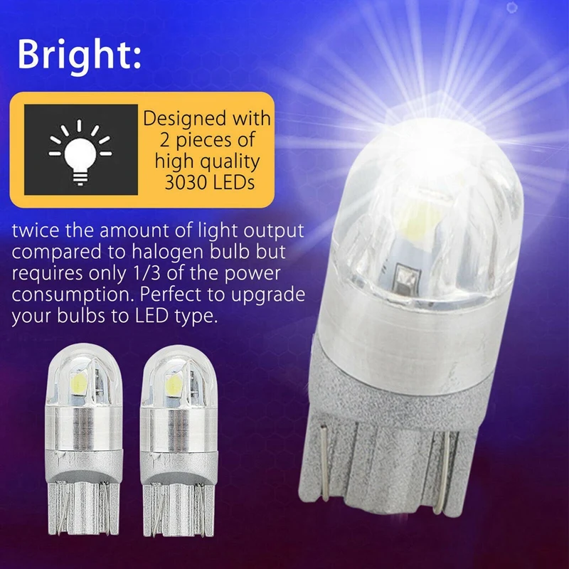 6000K Canbus T10 168 194 W5W Dome License Side Marker LED Light Bulb White 30Pcs Led Bulbs