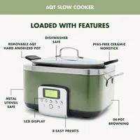 Slow Cooker, Dishwasher Safe Lid & Removable Crock, Healthy Ceramic Nonstick Multi-Cooker, Sear, Sauté, Brown 2