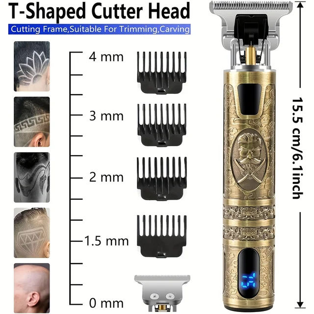 Electric Hair Clipper With LCD Display Oil Head Hair Cutting Machine Hair Beard Trimmer Rechargeable USB Shaver For Men Father 5