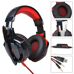Wired Gaming Headset with LED Light and Deep Bass Audio (Red)