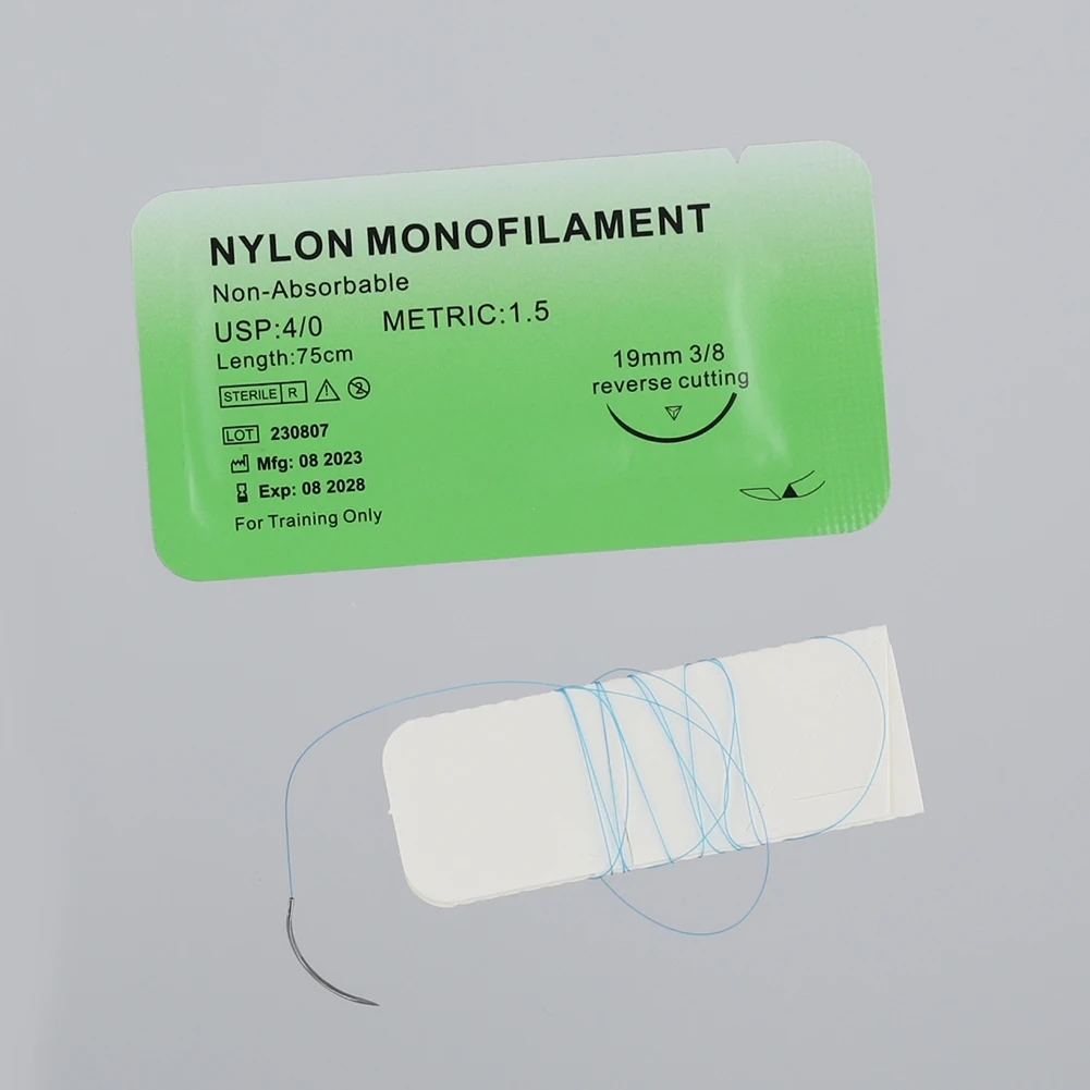 4/0 모노필라멘트 니들 봉합사 나일론 실크 수술 시뮬레이션 봉합사 의대생 교육용 무손상 봉합사
